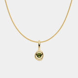 Round Brilliant Green Tourmaline Droplet Necklace