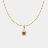 Round Brilliant Pink Tourmaline Droplet Necklace